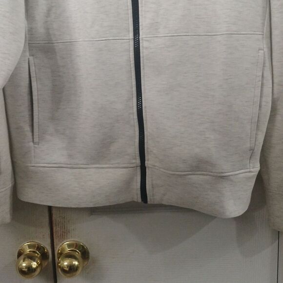 American Eagle light gray black super soft zipper front hoodie  Sz M EUC - Picture 2 of 7